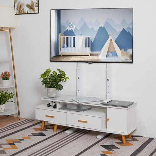 White tall floor stand - tall, tv